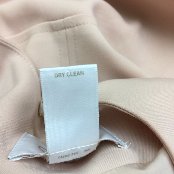 Cache Open Front Draped Blazer Jacket Size 12 Womans Beige Pink Long Sleeve Zip - Picture 10 of 14